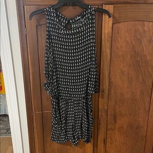Black and white open back romper